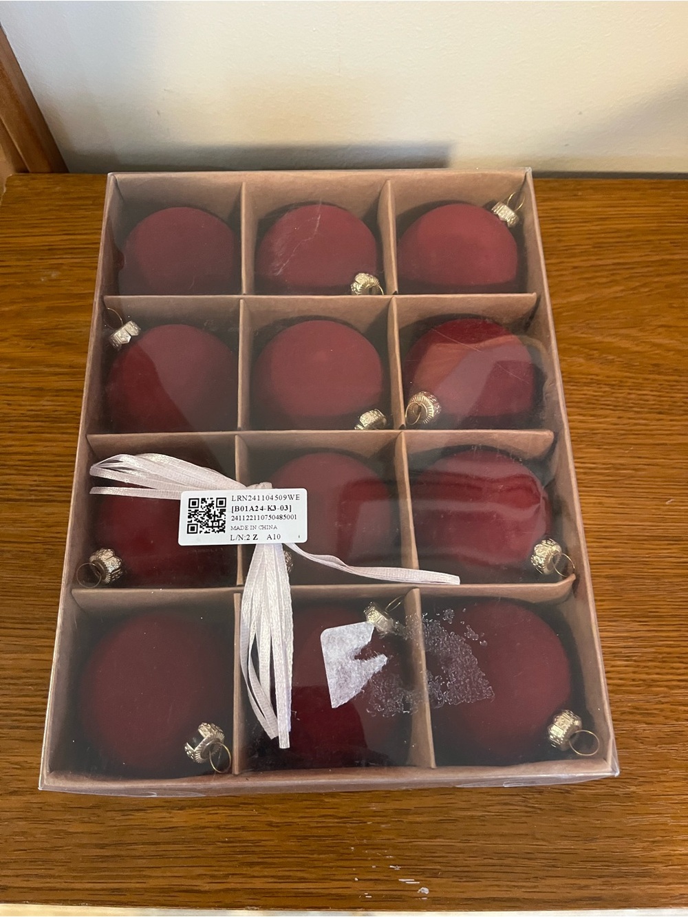 Holiday Velvet Christmas Ornament Set - Red